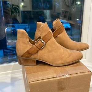 Brown suede slip on booties size 8